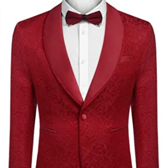 Men Floral Blazer Suit Jacket Dinner Party